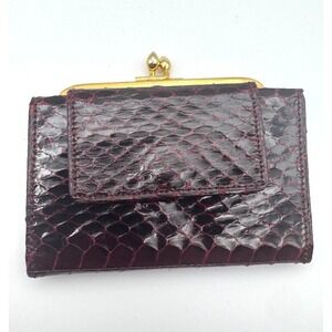 Vintage Neiman Marcus Wallet Womens Made in France Coin Purse Burgundy